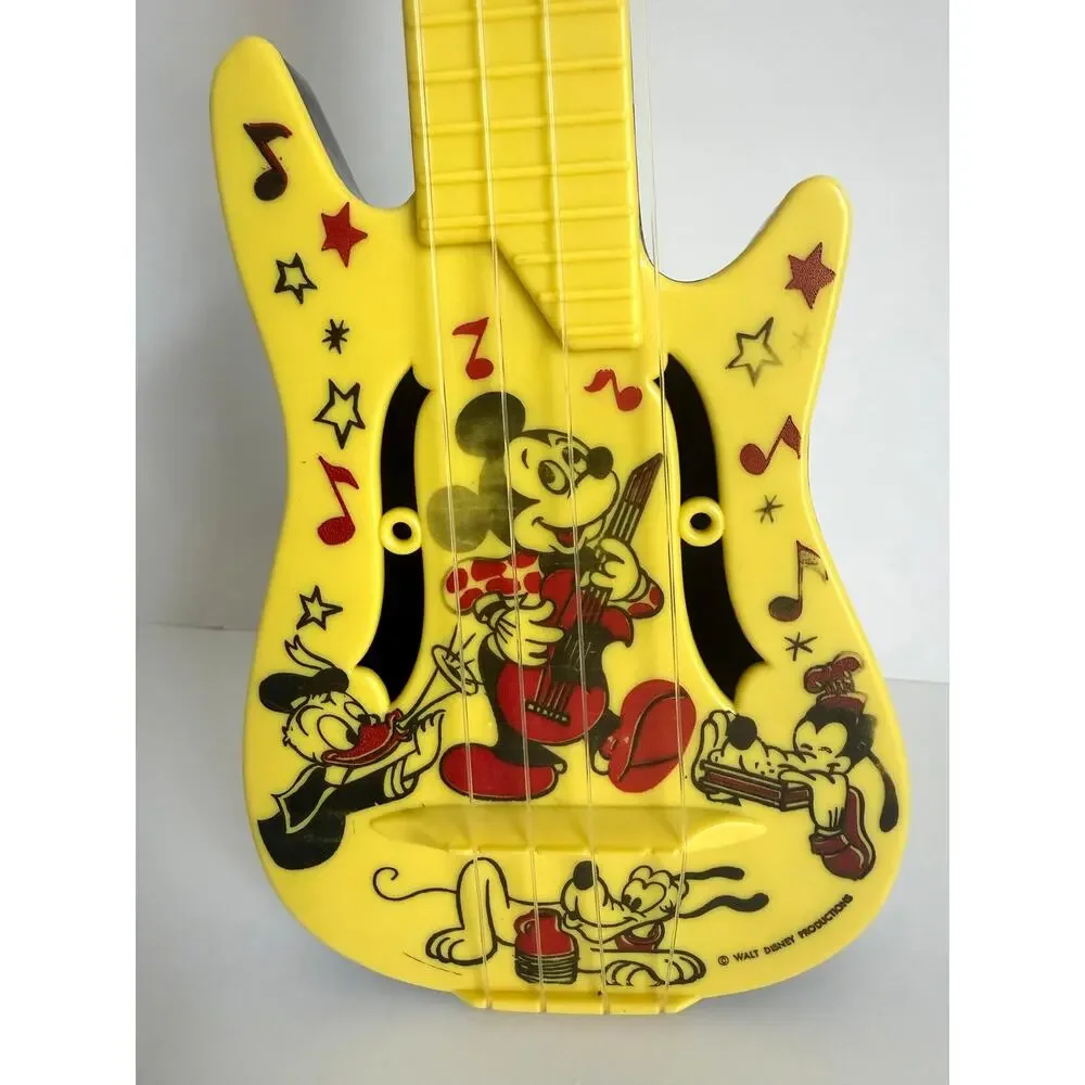 Vintage Walt Disney Mickey Mouse Plastic Guitar Toy 1970's Carnival Toys